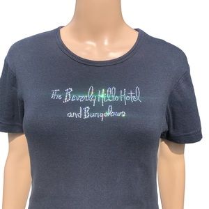COPY - Beverly Hills Hotel and Bungalows vintage t-shirt black with crystals m